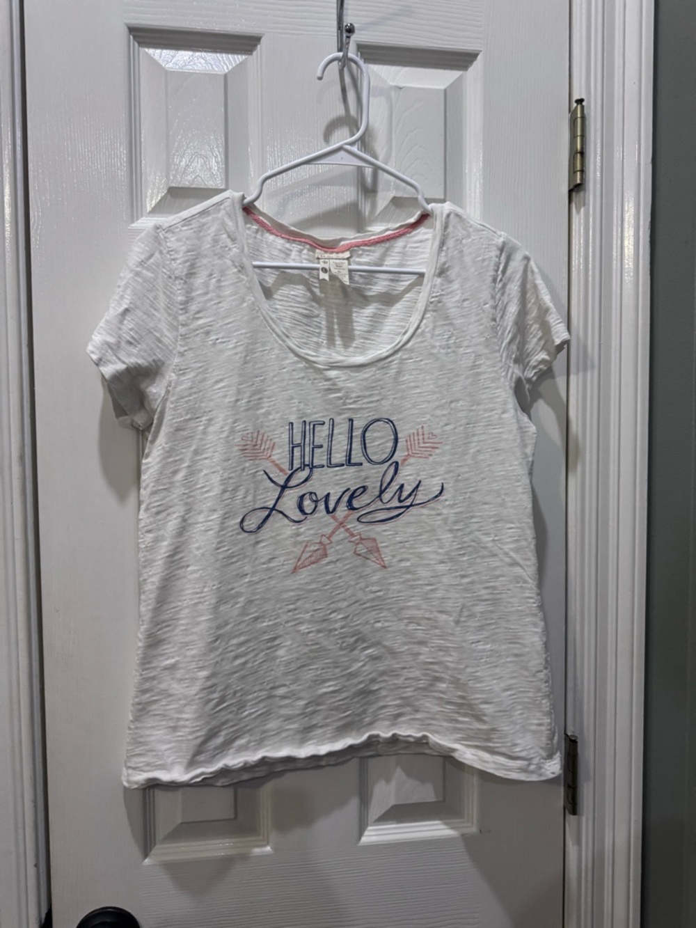 Matilda Jane White Tee with Pink Trim